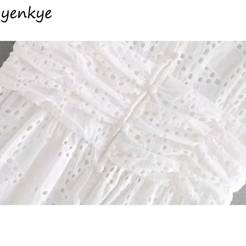 Для женщин сексуальные ажурные платье с вышивкой женские короткими рукавами v