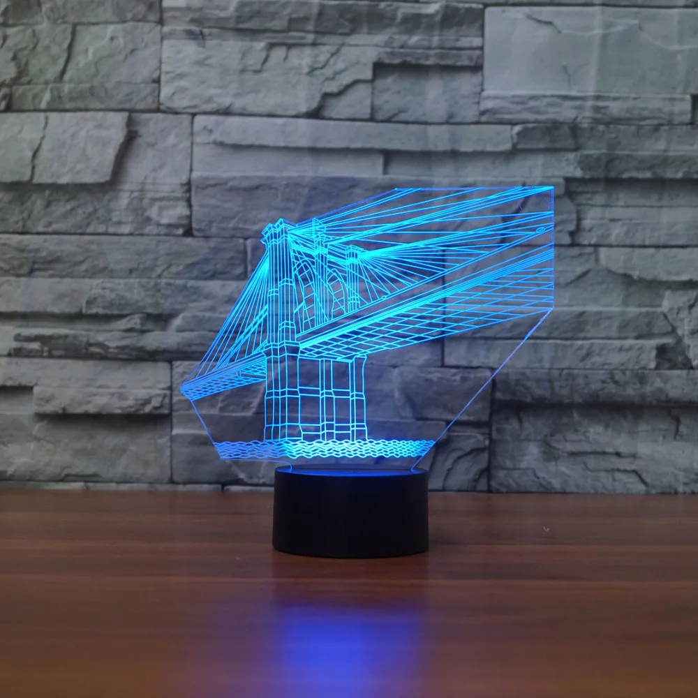 Красочные 3D 7 видов цветов светодиодные настольные лампы Золотые ворота форма