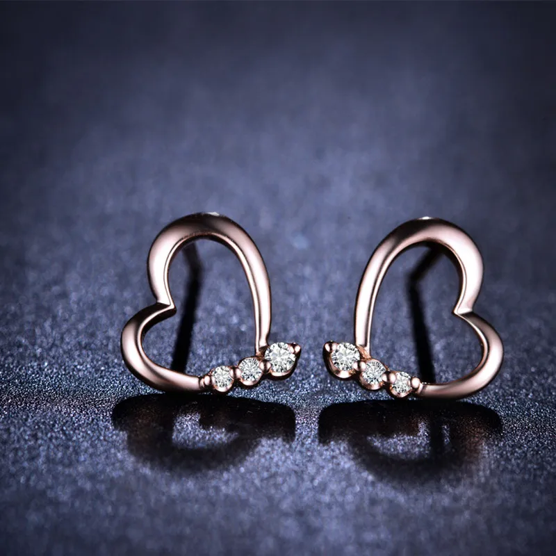 ZOCAI Brand New Design Real Certificate Diamond Earrings 0.05 CT 18k Rose Gold (AU750) Engagement Stud JBE90129T | Украшения и
