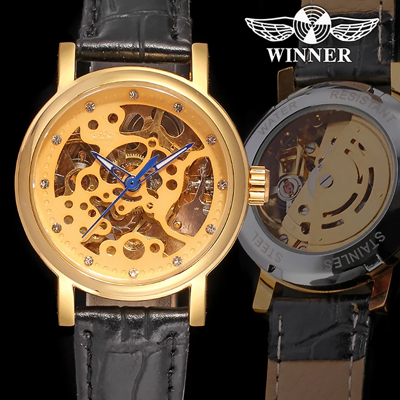 

WINNER Brand Men Watches Women Genuine Leather Strap Automatic Skeleton Watch Unisex Sports Business Mechanical Wrist Watches