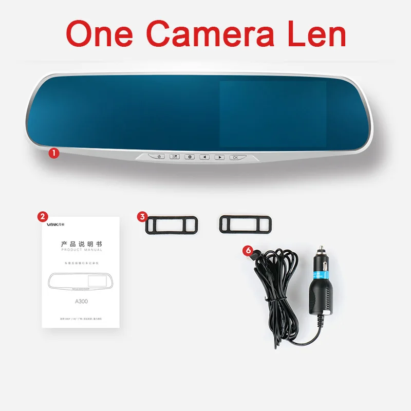 One Camera Lens Камера заднего вида с двойным объективом камера заднего вида Авто Full HD 1080 P Даш камера для записывающее устройство для автомобиля 4,3 дюймов камера ночного видения - Название цвета: One Camera Lens