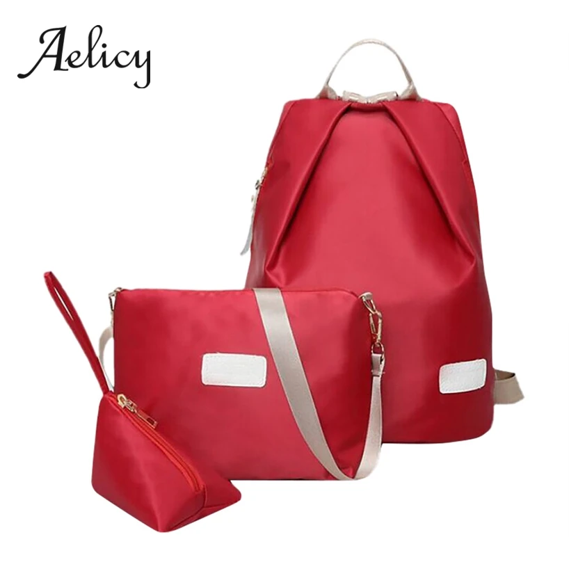 Aelicy 3 шт. нейлоновый водонепроницаемый однотонный рюкзак для подростков дорожная