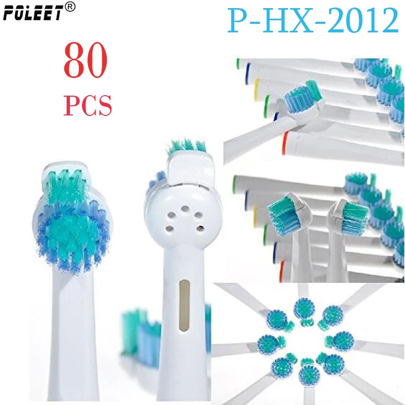 Poleet 80 шт./лот сменные насадки для электрической зубной щетки P-HX-2012 HX2012 подходит