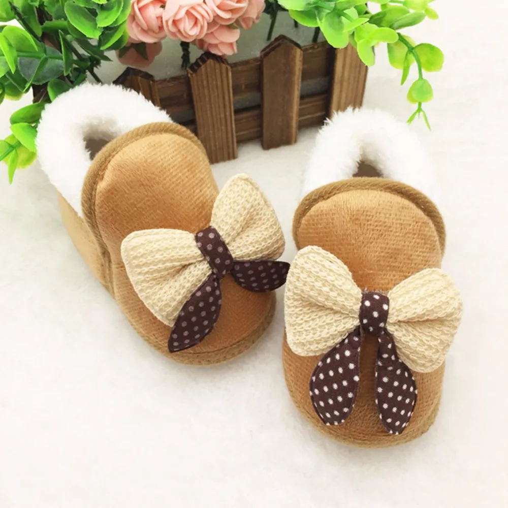 WEIXINBUY Cute Infant Girls Winter Warm Bow Snow Shoes Baby Soft Bottom Walker Crib Boots Toddler Booties |