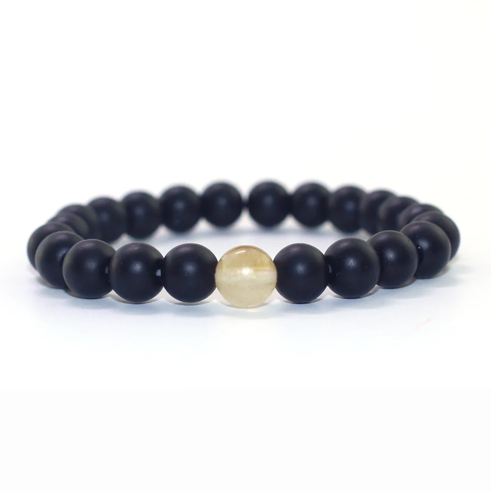 2019 Модный черный матовый камень цвет арбуза эластичный браслет линия мужской и