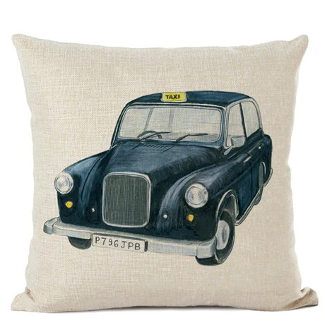 02 Customized Cushion Cover Scandinavian Umbrella Cushion Wedding Cotton Linen Printed Home Sofa Decor Bus White Almofada - Цвет: 02