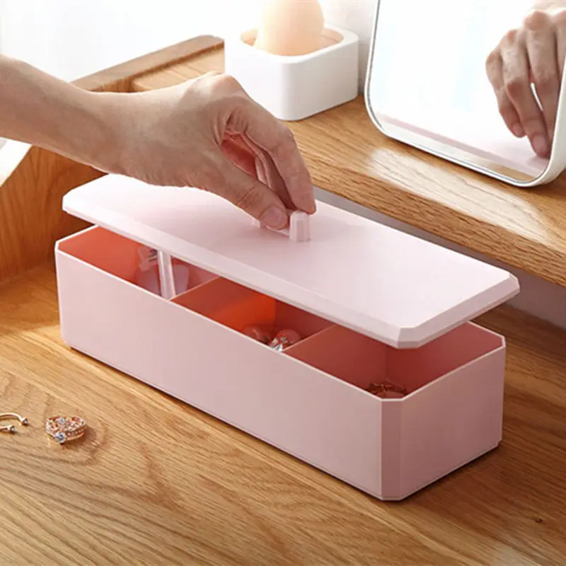 26*9.5*7cm Makeup Organizer Cosmetic Storage Box Case Desktop Sundries Holder Contanier Jewelry Cotton Swab Pad Organzer | Дом и сад