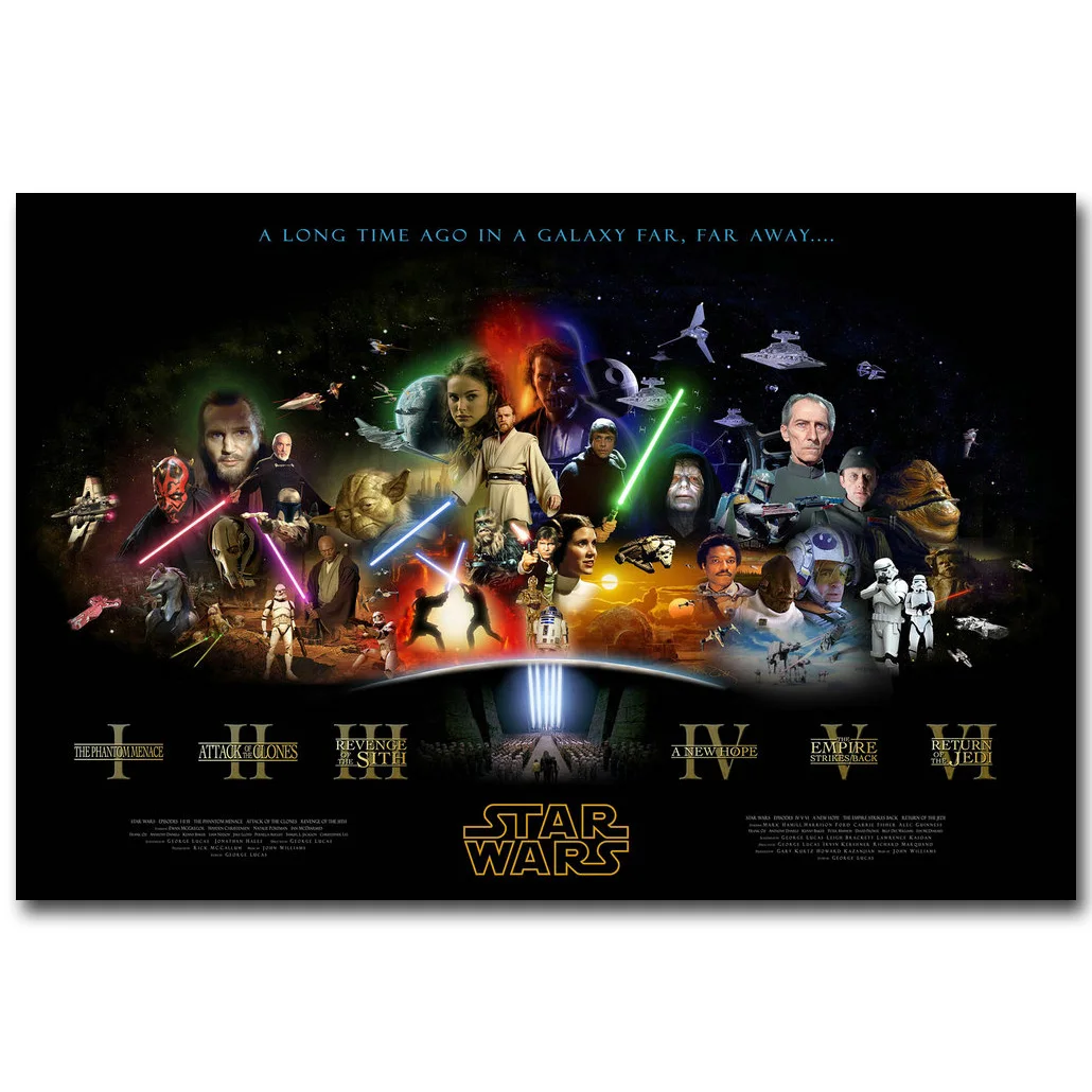 Классический постер из шелковой ткани Star Wars 1 7 дюймов 13x20 24x36 картина для декора