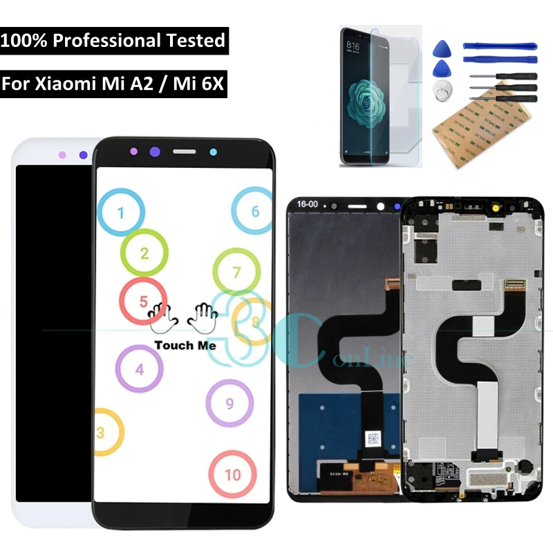 5 99 "Xiaomi Mi A2 ЖК-дисплей дигитайзер сенсорный экран сборка 10 точек + рамка 6X Замена