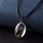 Женское ожерелье с подвеской, модное Очаровательное ожерелье из натурального одуванчика, овальное ожерелье с драгоценными камнями, ожерелье из кожаной цепи