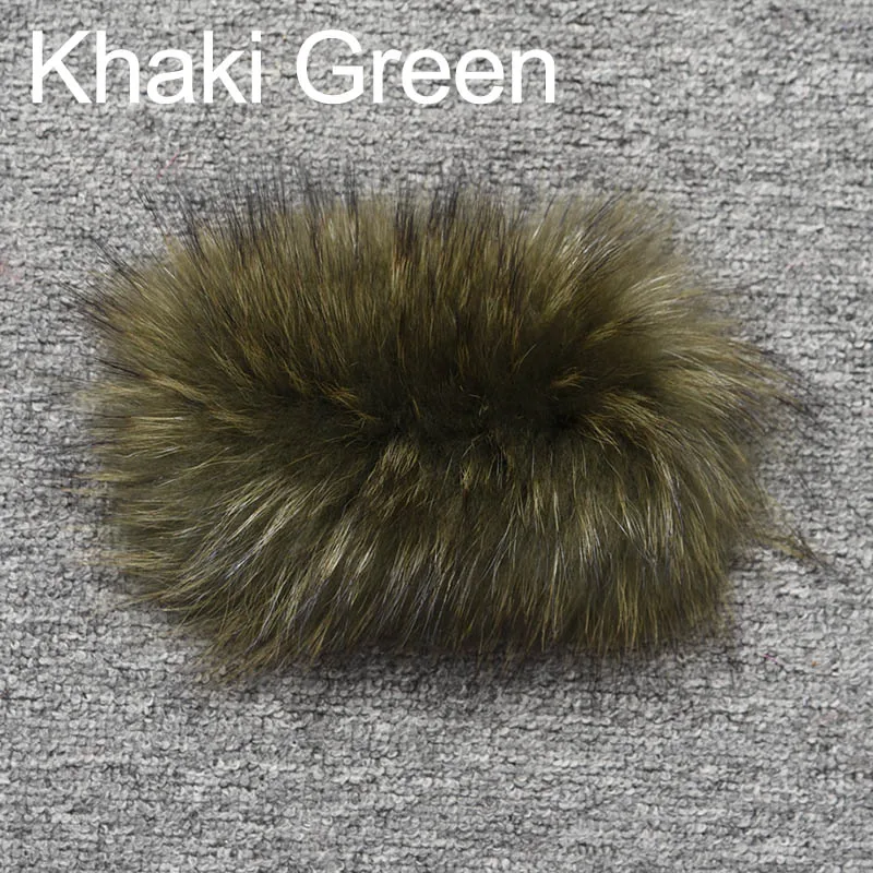 Khaki Green Новинка, Женское пальто из натурального меха енота, Зимняя Толстая теплая куртка из натурального меха, верхняя одежда высокого качества для девушек S7373 - Цвет: Khaki Green