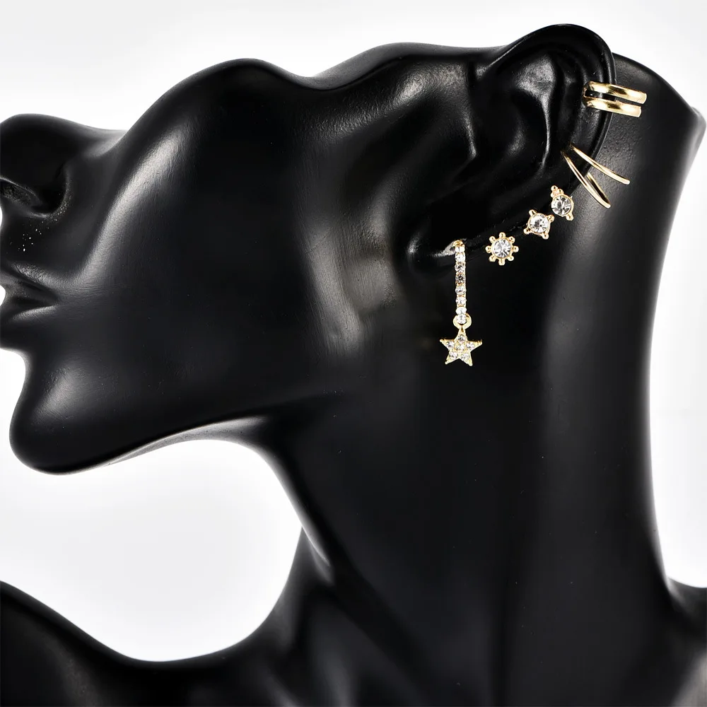 7 шт./компл. простые женские серьги-гвоздики в виде солнца с рисунком звезды