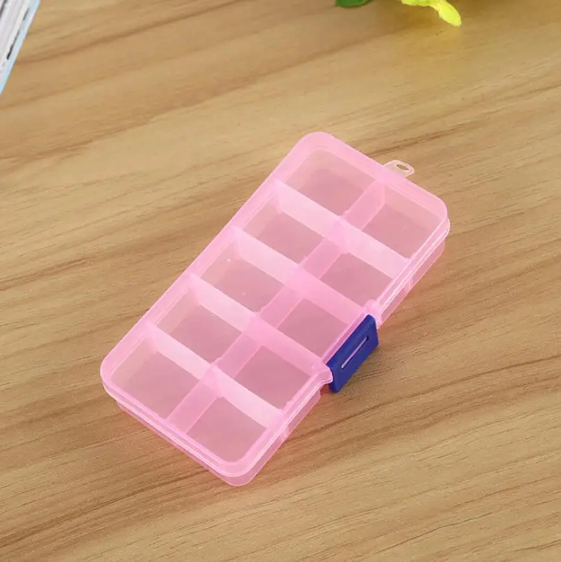 Free Shipping Adjustable 10 Compartment Plastic Clear Storage Box for Jewelry Earring Tool Container LX4108 | Дом и сад