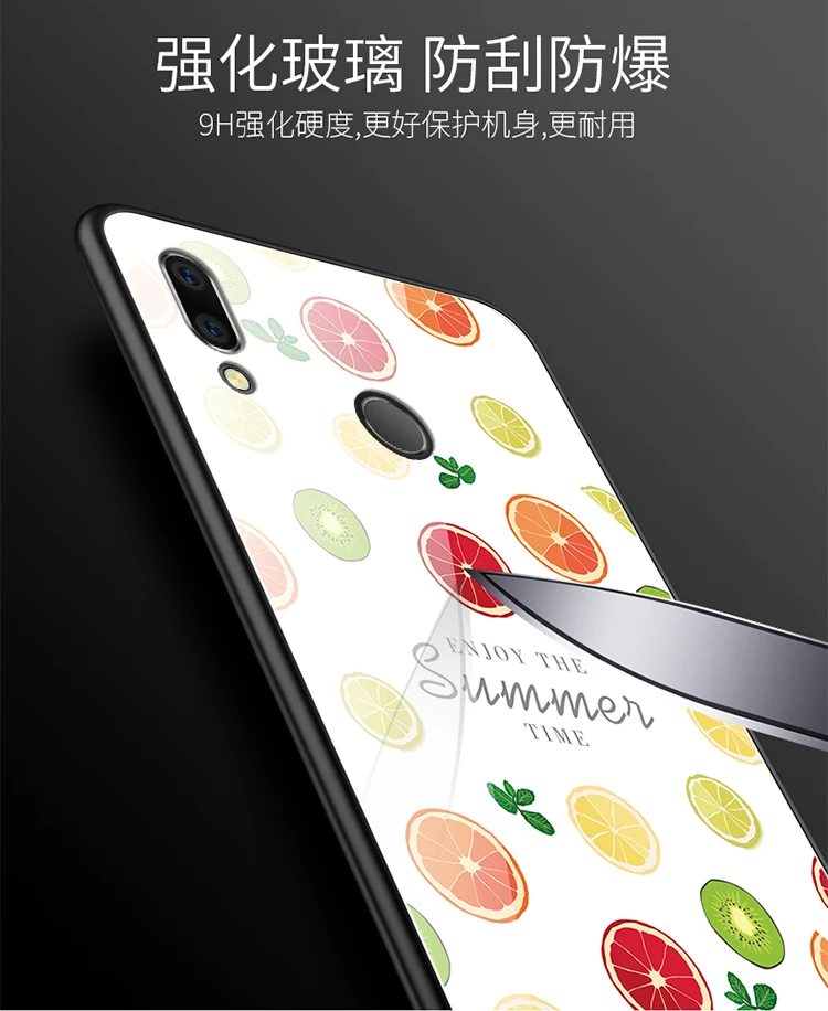 Huawei P20 Lite чехол из закаленного стекла ALIVO мультфильм 3D фрукты задняя панель +
