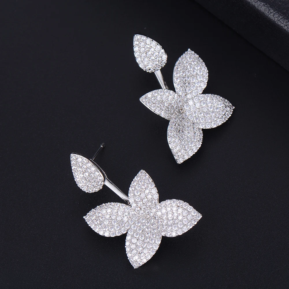 

SISCATHY AAA Cubic Zirconia Earrings For Women Girls Deluxe Flower Leaf Geometric Wedding Engagement Drop Dangle Earrings