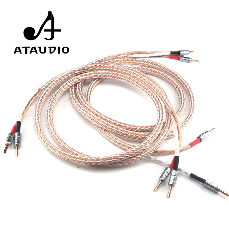 1 Pair ATAUDIO 12TC Hifi Speaker Cable High Quality Pure OCC Wire With Banana Jack | Audio &amp Video Cables
