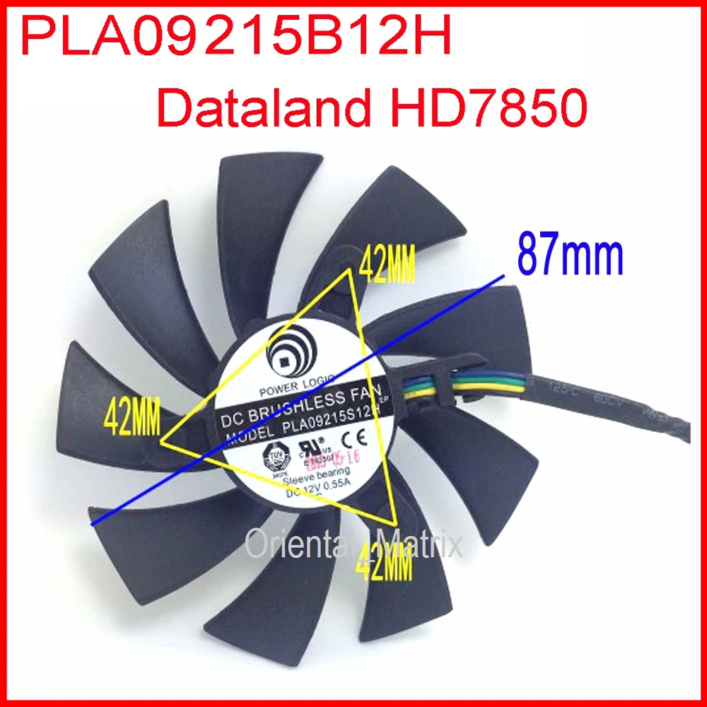 DC бесщеточный вентилятор PLA09215B12H 12V 0.55A 87 мм 42x42x42 HD7850 Вентилятор Охлаждения