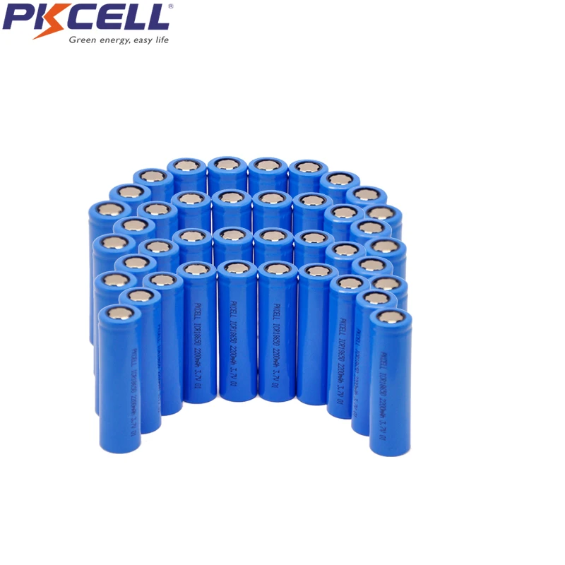 200 шт. PKCELL ICR 18650 ICR18650 3,7 v Перезаряжаемые Li-Ion Батарея 2200 мА/ч, с плоским верхом без Pcm для фонарика