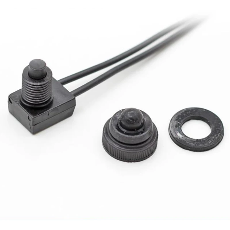 

KP-107 IP67 Waterproof Switch 200V Rubber Button Switch with 11cm Wire and Black / Red Rubber Cap ZE-107S for Outdoor Led Light