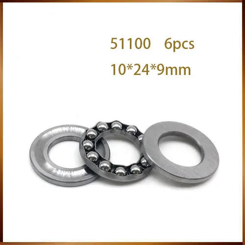 

2018 Hot 6 Pcs 10 x 24 x 9mm 51100 Single Direction Thrust Ball Bearings