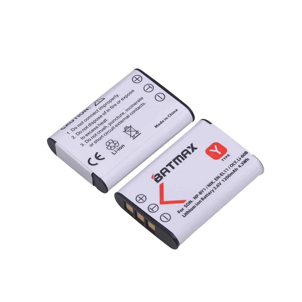 Аккумулятор Batmax 2 шт. 1200 мАч NP-BY1 EN-EL11 NP BY1 VR для Sony Li-60B AZ1 AZ1V AZ1VR