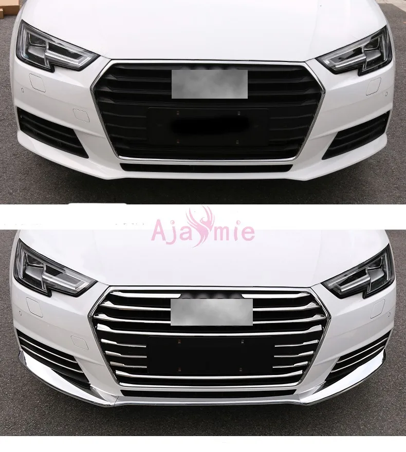 14 шт./лот аксессуары для Audi A4 передняя решетка отделка бампера зеркальная поверхность ABS хром стайлинга автомобилей