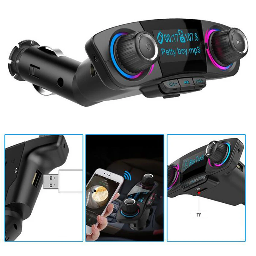 Audio Car MP3 Player Cigarette Lighter USB Modulator Bluetooth FM Transmitter Handsfree Display Charger Wireless Music | Автомобили и