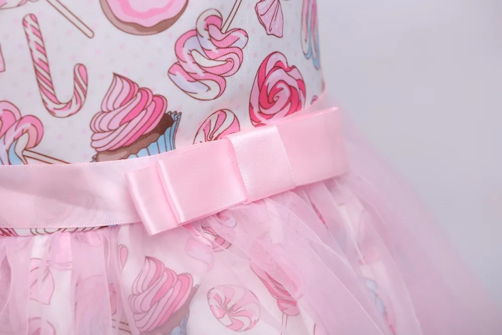 Cute Kids Ice-cream Dress Baby Girl Birthday Party Christmas Dresses Children Princess Ball Gown Wedding Clothes pink 3-8T | Детская
