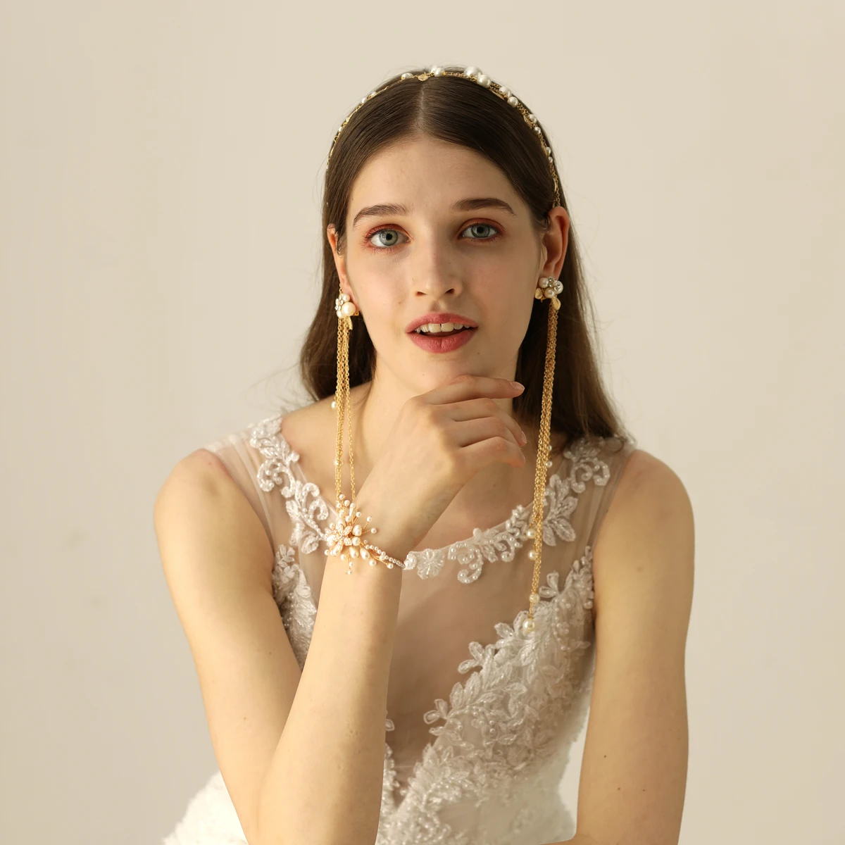 Rosebridal Золотой невесты наручные жемчужные платья Элегантное платье без бретелек