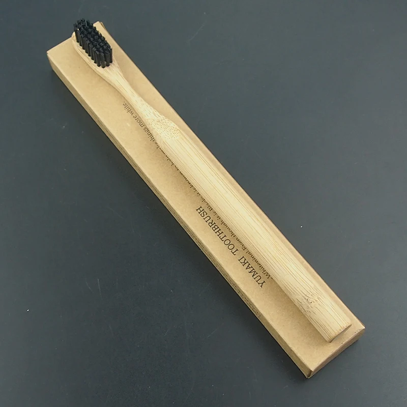 Зубная щетка DR.PERFECT 12 шт. с черной столешницей бамбуковой белой щетиной мягкой