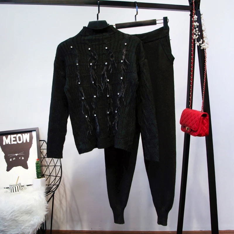 ALPHALMODA Роскошные Страусиные волосы кристалл комплект из двух предметов топ и