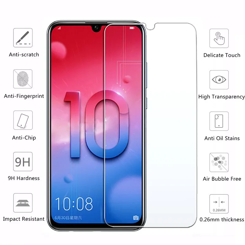 Чехол для Honor 10 Lite Защитное стекло Huawei закаленное полное покрытие защита экрана