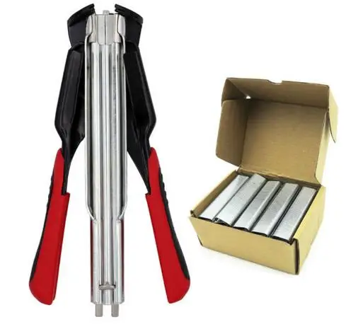 1 clamp 1000 nails Сельскохозяйственная клетка для животных соединительное кольцо Plires+ 1000 шт. C тип гвозди животных проволока пружинный зажим курица свинья птица клетка для домашних животных монтажное оборудование - Цвет: 1 clamp 1000 nails