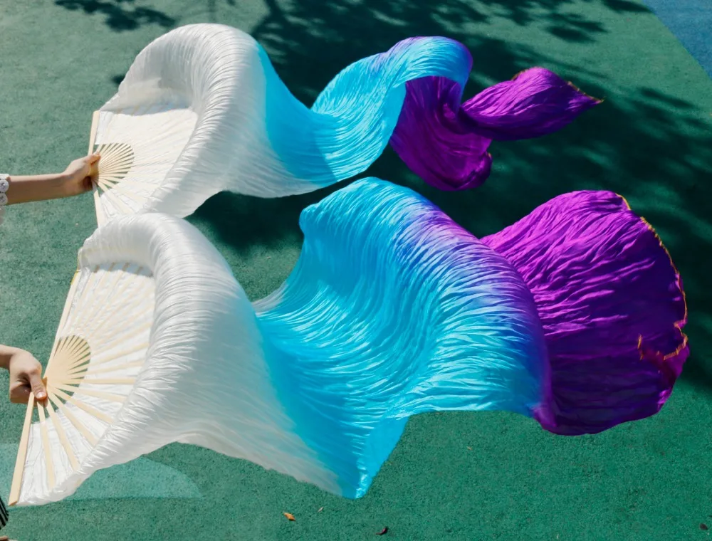 2018 female high quality Chinese silk veils dance fans Pair of belly dancing cheap hot sale 3 Color | Тематическая одежда и