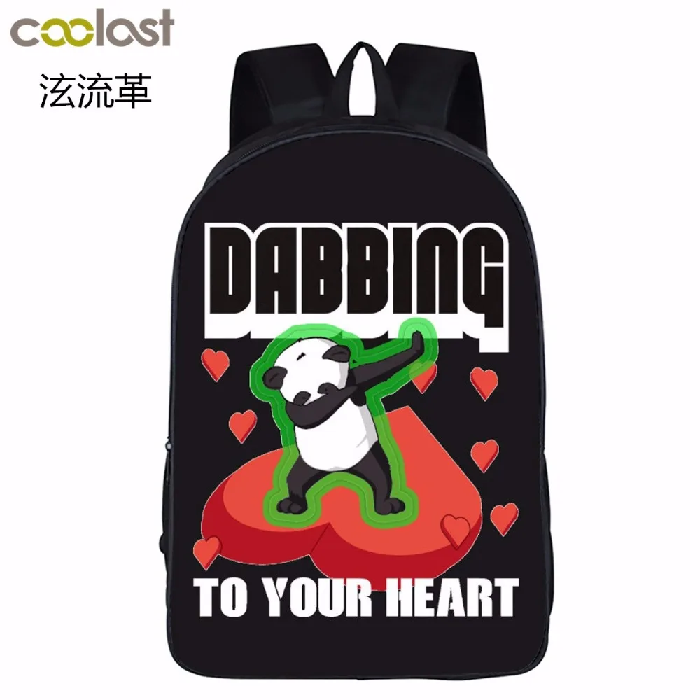 Шикарный Dab принт панды рюкзак Kawaii танец Единорог школьная сумка для подростков