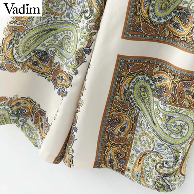 Vadim/Винтажные широкие брюки с принтом Пейсли эластичные бантом и поясом на молнии