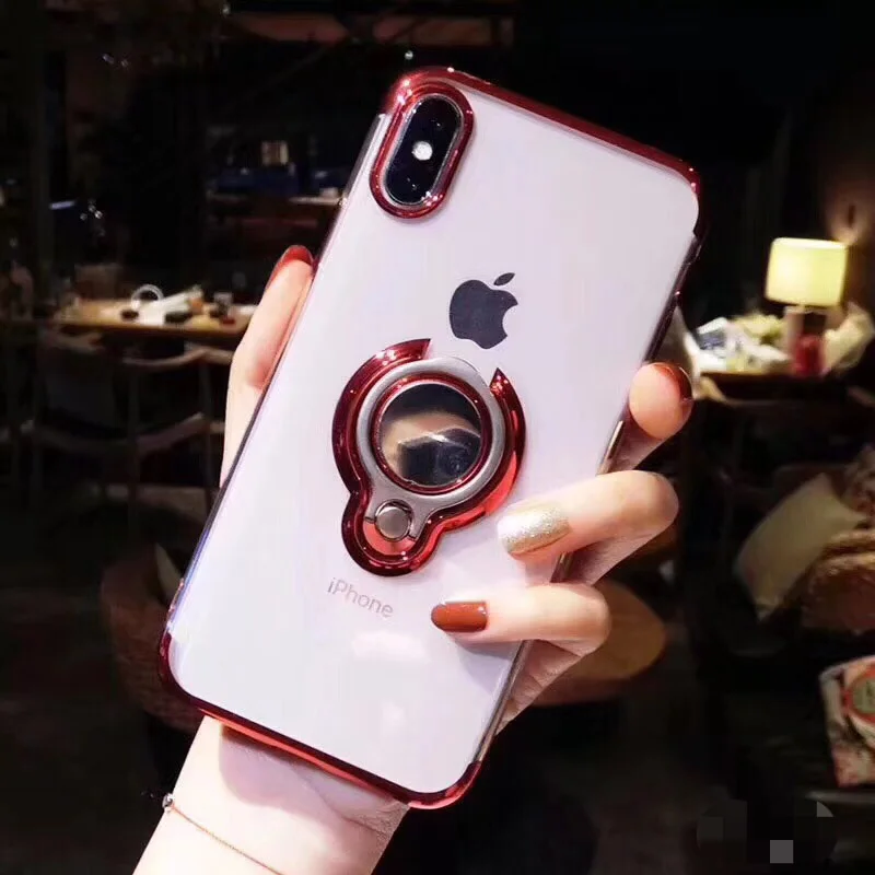 Гальваническое прозрачное зеркальное покрытие для iphone7 7plus магнитное кольцо