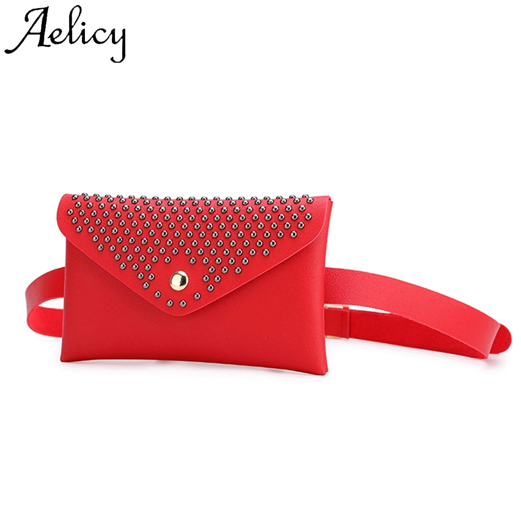 Aelicy Fashion Women Outdoor Rivets Hasp Solid Color Messenger Chest Bag High Quality Simple Phone Pocket Waist | Багаж и сумки