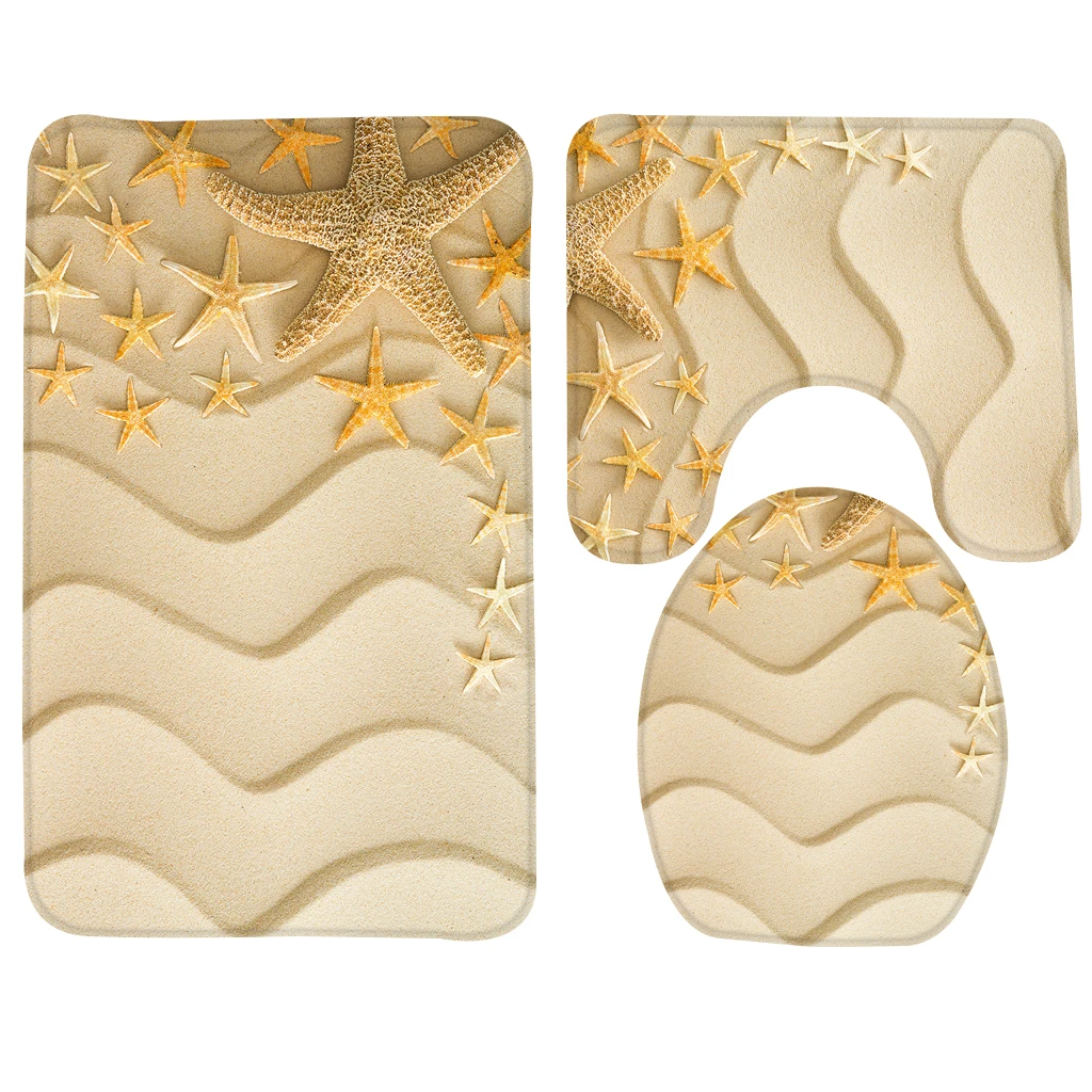 3 шт. Набор ковриков для ванной Bigstock Starfish on Golden Beach Sand Pattern коврик нескользящий