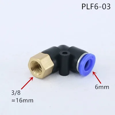 PLF6-03 PLF Пневматический 4-12 мм OD внутренняя резьба M5'' 1/8 ''1/4'' 3/8 ''1/2'' пневматический Женский Локоть соединитель труб воздушный толчок в фитинг - Цвет: PLF6-03