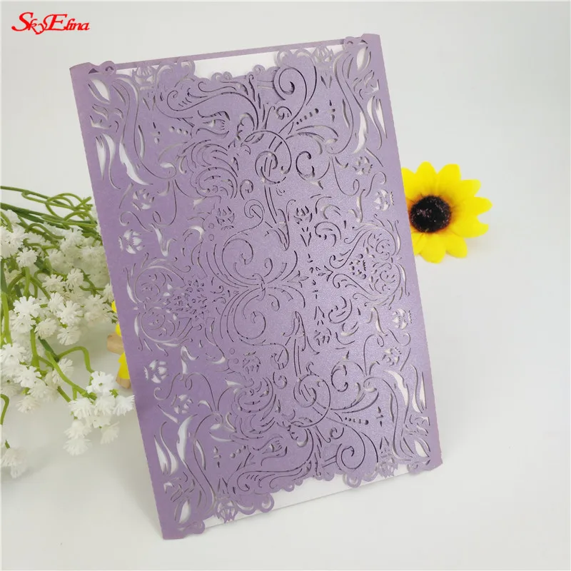Sky Elina30pcs лазерная резка свадебные пригласительные открытки Европейский Стиль