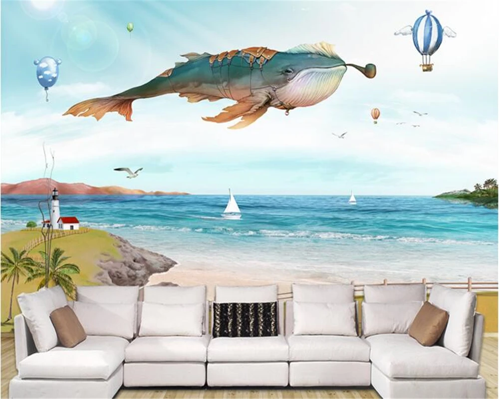 3d фотообои с рисунком Кита ручной работы ТВ фон настенная бумага домашний декор