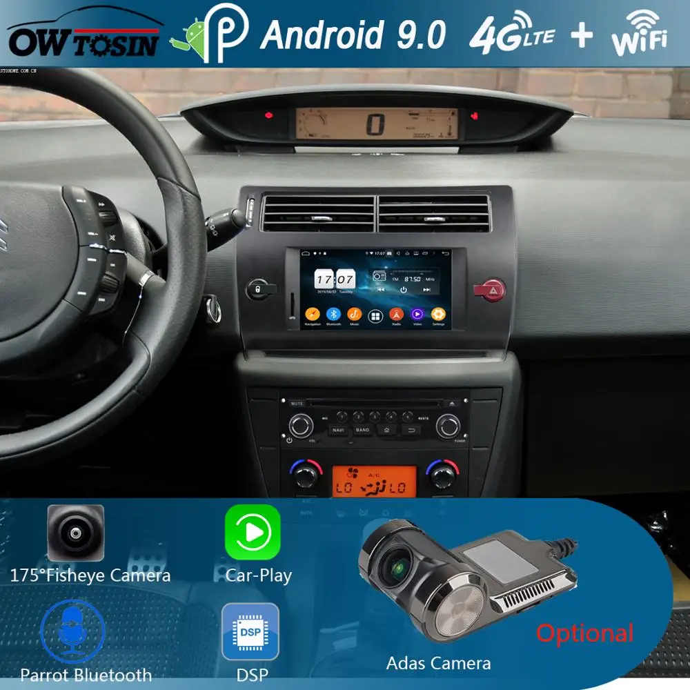 " ips 8Core 4G+ 64G Android 9,0 Автомобильный DVD Радио gps для Citroen C4 Quatre Триумф 2004 2005 2006 2007 2008 2009-2012 DSP CarPlay