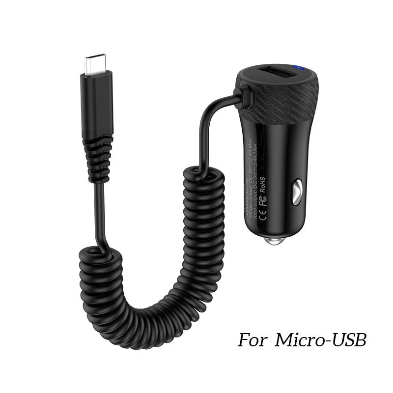 For Micro Hoco Магнитный Зарядный Кабель 3 в 1 для Lightning Type-C Micro-USB к USB Зарядка Зарядное Устройство для Apple IPhone IPad Xiaomi Samsung LG Шнур Зарядки с Магнитом для Айфона Самсунга Сяоми Пружина Провод ЮСБ в Авто - Тип штекера: For Micro