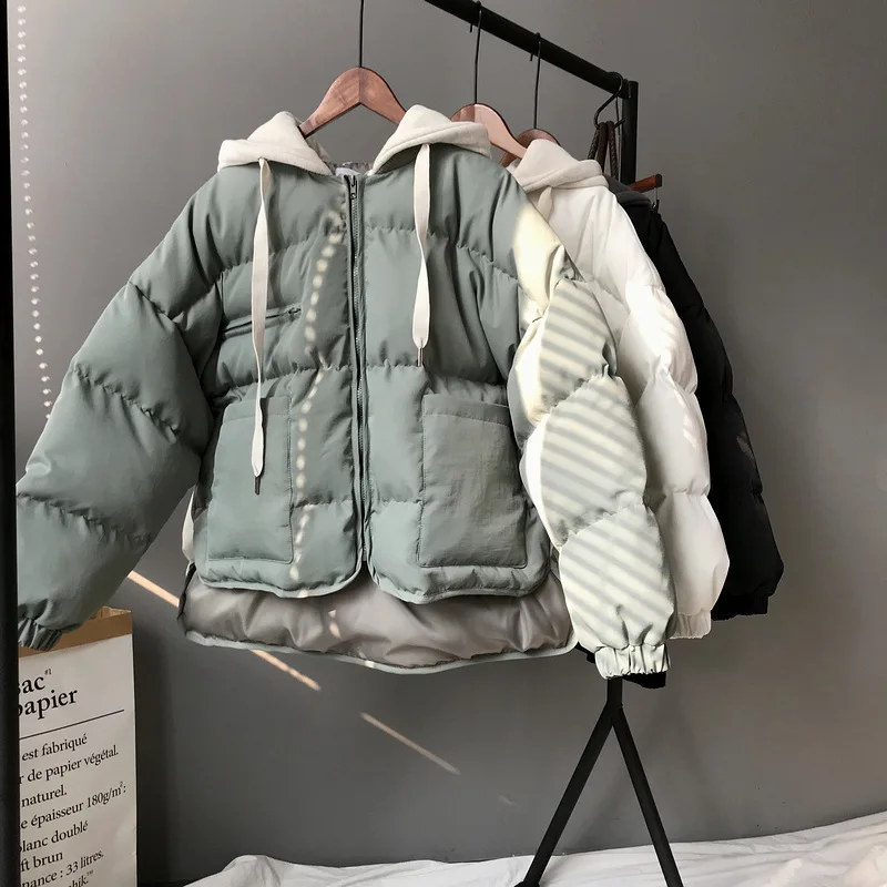 2018 зимние теплые короткие парки женские корейские Harajuku Для женщин плюс толстые