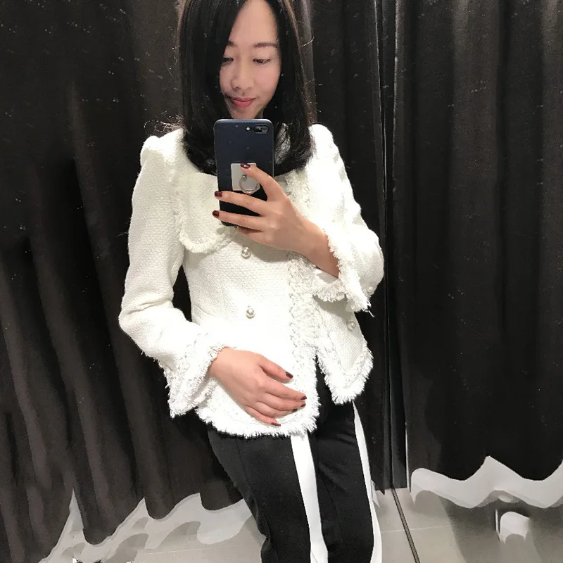 Осенний короткий кардиган из японской импортной ткани модная белая классическая