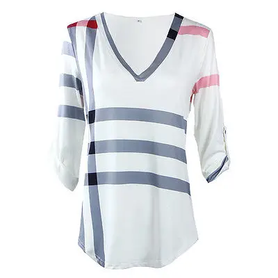 Новое Прибытие Свободной Женщины Весна Плед Печати V-образным Вырезом Три