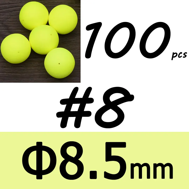 Yellow size 8 100 шт. приманки для соленой пресной воды для рыбной ловли, пенные плавающие шарики, бобы, помпано, поплавок, нижняя установка, Такелажный материал - Цвет: Yellow size 8