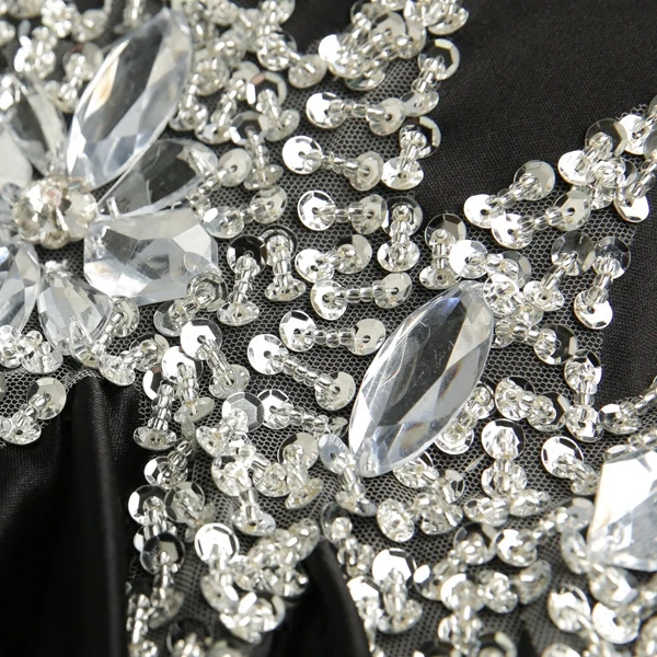 JaneVini Vestidos черные платья с блестками и кристаллами для матери невесты атласные