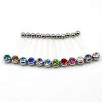 120pieces 1 bioplastic flexible belly button ring navel piercing bar pregnancy body jewelry 14 gauge length adjustbale